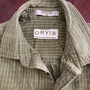 Vintage Orvis Mens 100% Cotton Plaid Shirt sz M